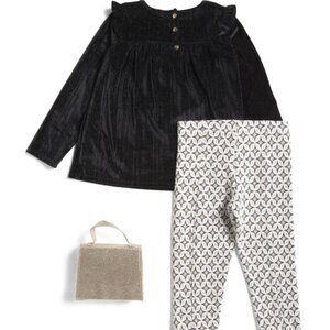 RACHEL ZOE Toddler Girls 2pc Velour Top And Pants Set With Matching Purse